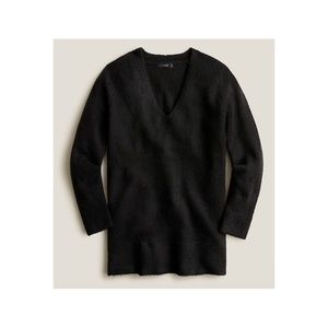 WORN ONCE J Crew Black Wool Blend V Neck Tunic Sweater- Runs Large